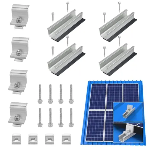 Therlan Halterung Solarpanel Flachdach, Für 1 Module Dicke 30-45mm Verstellbar Klemme, 12CM Alu Photovoltaik Montageschiene Für Trapezblech Flachdach , PV Befestigung , Solarmodul Halterung Blechdach