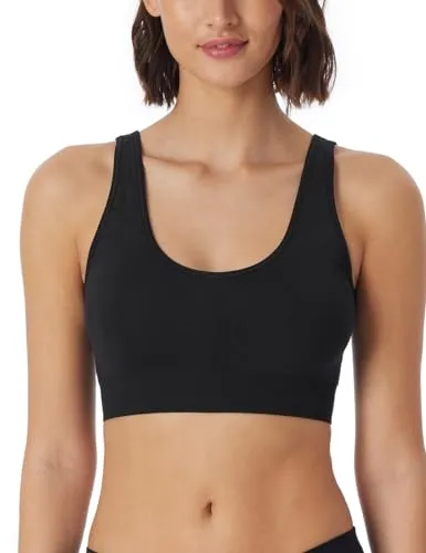 Schiesser Damen Bustier Nahtlos Casual Sport-BH, Schwarz, XXL EU - Funktionsunterwäsche mit nahtlosem Design und herausnehmbaren Pads - perfekt für einen unsichtbaren Look unter enger Kleidung.