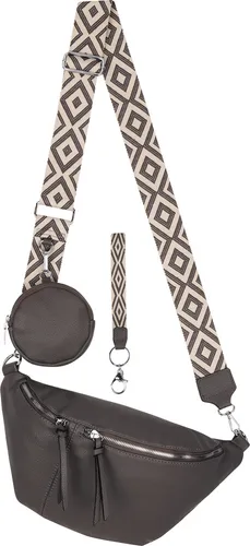 EAAKIE Bauchtasche Crossbody-Bag Kunstleder D.GREY (50529) - Stylische Crossbody-Bag aus Kunstleder mit verstellbarem Trageriemen. Ideal für Freizeit, Schule und Reisen. Praktische Fächer für optimale Organisation und maximalen Tragekomfort.