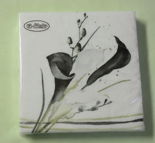 Servietten Calla Blumen schwarz weiß 1 Packung OVP Weidenkätzchen Motivservi 20