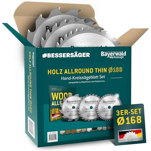 Bayerwald Kreissägeblatt Set Ø168 (3 tlg.) - für NE-Metall & Holz - geeignet für Akku-Handkreissägen von Festool uvm.