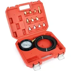Wiltec - Ldruckprüfer 12-teilig, 0-35 Bar, Öldruckmesser Mit 600 Mm Schlauch, Öldrucktester Für Pkw Und Lkw, Druckprüfer Motoröl, Messgerät Prüfgerät Im Koffer