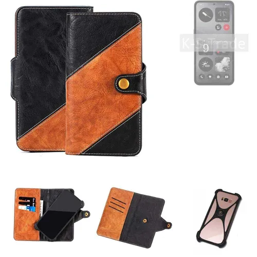 Handy Hülle für Nothing CMF Phone 1 Wallet Case Cover Smartphone Schwarz Braun