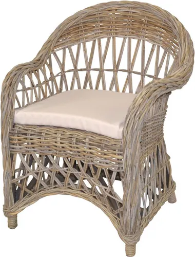 Eleganter Relaxsessel in Kubu Grau mit Sitzkissen - Handgefertigter Rattansessel in Kubu Grau, ideal für stilvolle Entspannung. Mit schaumstoffgepolstertem Sitzkissen für zusätzlichen Komfort. Maße: B:65cm H:85cm T:65cm. Pflegeleicht und sofort einsatzbereit!