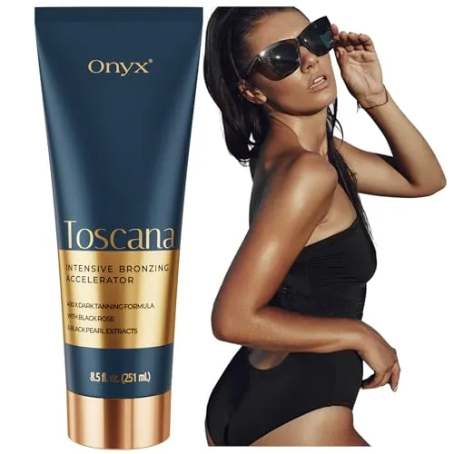 Onyx Toscana Bräunungscreme & Bräunungsbeschleuniger | Für Dunkle, Intensive Bräune | Solarium Creme ohne Streifen | Feuchtigkeitsspendend & Tierversuchsfrei | für Solarium, Sonnenstudio & Außenbräune
