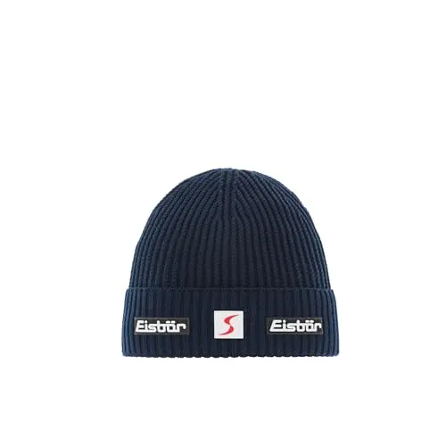 Eisbär Nordic Skipool Umschlagmütze Strickmütze Skimütze Wollmütze Merinomütze Wintermütze (One Size - dunkelblau)
