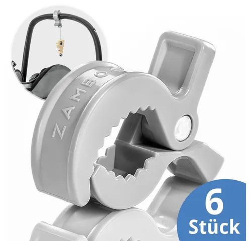 Zamboo Kinder-Buggy Grau Weiß, Kinderwagen Klammern Haken/Clips zur Befestigung an Buggy / Babyschale