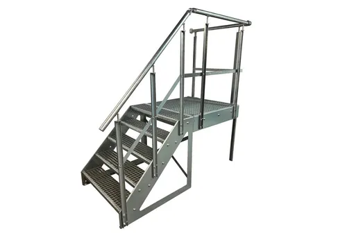 Kaminbau Mierzwa Außentreppe Stahltreppe 5 Stufen mit Podest - Hochwertige 5-Stufen Stahltreppe mit Podest (100x100 cm) für Geschosshöhen bis 95 cm, wetterfest und korrosionsgeschützt. Ideal für Garten, Balkon oder Terrasse, einfach zu montieren und in verschiedenen Ausführungen erhältlich.