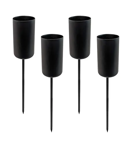Kerzenpick für Tafelkerzen 4er Set - schwarz - Kerzenhalter für Stabkerzen - Kerzen Stecker für Advents und Weihnachts Gesteck