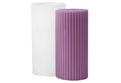 DistrEbution Silikonform Kerzengießform Geriffelte Säulenkerze, Kerzenform aus Silikon für Kerzen, strukturierte Säulenform, flexibel