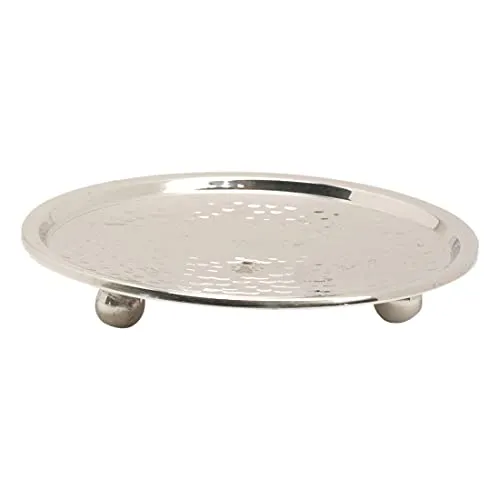 NKlaus Kerzenteller Ø10cm - Glänzender Messinguntersetzer für Kerzen - Kerzenständer aus vernickeltem Messing, Durchmesser 10cm, schützt Ihre Einrichtung vor Wachs- und Brandflecken und wertet Kerzen dekorativ auf.