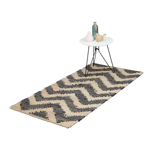 Läufer 70x140 cm Teppichläufer Handwebteppich Wohnteppich Dielenläufer Zick-Zack