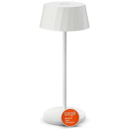 Sigor Akku-Tischleuchte Facetta – Dimmbar, Weiß, Metall - Die Sigor Akku-Tischleuchte Facetta vereint modernes Design mit Funktionalität. Ideal für Innen- und Außenbereiche, bietet sie warmweißes Licht und eine praktische Touchdimmer-Funktion für individuelle Lichtstimmungen.