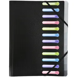 Exacompta Ordnungsmappe 55981E, A4, aus Kunststoff, schwarz, 12 Fächer