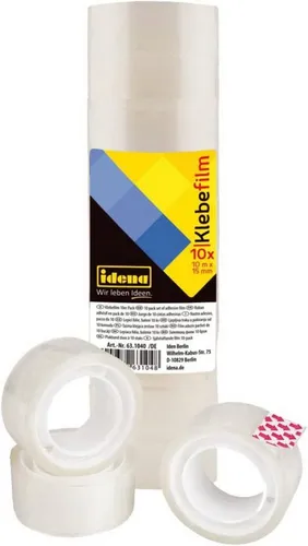 Idena 631040 - Klebefilm, 10 Stück 15 mm x 10 m, transparent
