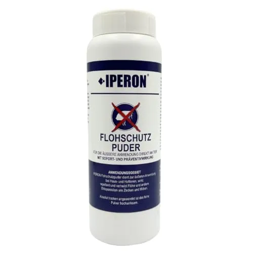 IPERON® 100 g Flohschutz Puder | Effektive Abwehr von Flöhen, Zecken & Milben | Mit natürlichem Geraniol | Wirksame Trockenpflege vertreibt Lästlinge | Sanft zu Haut & Fell von Haus- und Hoftieren