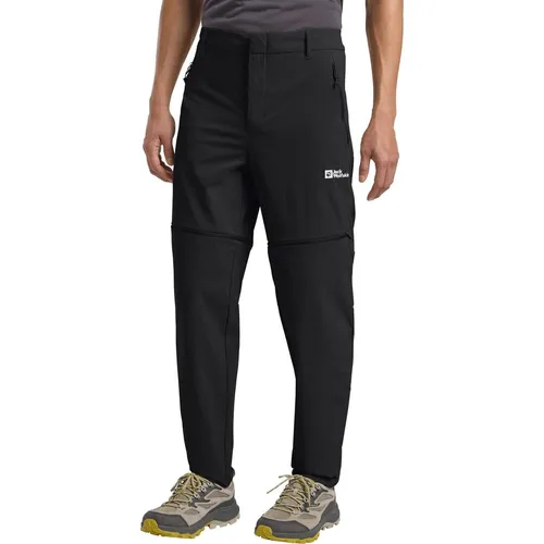 Jack Wolfskin Hikeout Zip OFF Pants M schwarz (52 Short) - Herren Outdoor- und Wanderhose mit abzippbaren Beinen, atmungsaktiv und windabweisend – ideal für wechselnde Wetterbedingungen beim Wandern.