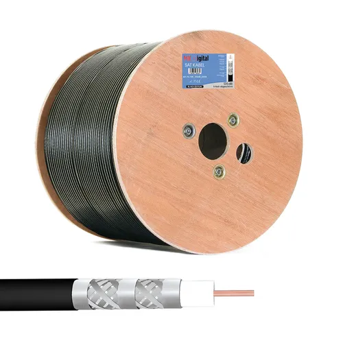Koaxialkabel 500m 135dB 5-fach Sat Antennenkabel Koax kabel 7mm Schwarz 4/8K