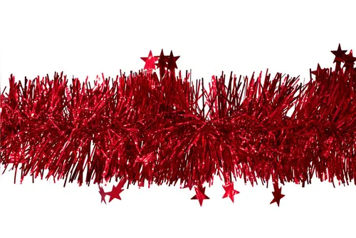 Creativery Girlanden, Weihnachtsgirlande Lametta 8cm x 3m inkl. kleine Sterne Rot