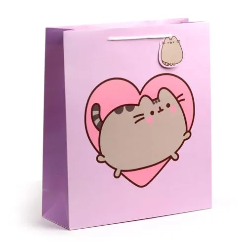Puckator Pusheen the Cat Heart Gift Bag Extra Large - Birthday Gift Bag For Presents - Present Bag For Females - Kids Birthday Presents - Present Bags For Gifts - Gift Box For Baby