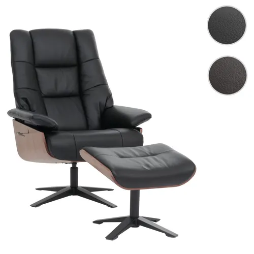 MCA Relaxsessel + Hocker HWC-N57, eleganter Fernsehsessel aus Echtleder - Sofas & Sessel, luxuriöser Relaxsessel mit Hocker aus hochwertigem Büffel Leder, ideal für gemütliche Fernsehabende im Wohnzimmer.