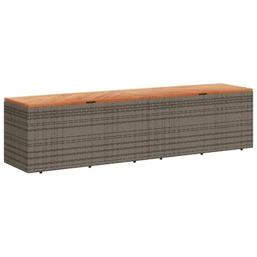 vidaXL Gartentruhe – Kissenbox mit Deckel aus Poly Rattan - Auflagenbox und Sitzbank in einem, ideal für die Aufbewahrung von Kissen und Spielzeug. Mit wasserfestem Beutel und einfacher Handhabung dank Gasfeder.