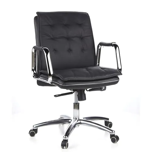 hjh OFFICE Profi Chefsessel VILLA 10 Leder mit Armlehnen - Bürostuhl mit exklusivem Design und Synchronmechanik für optimale Sitzposition. Die dicke Polsterung sorgt für höchsten Komfort im Büro oder Home Office.