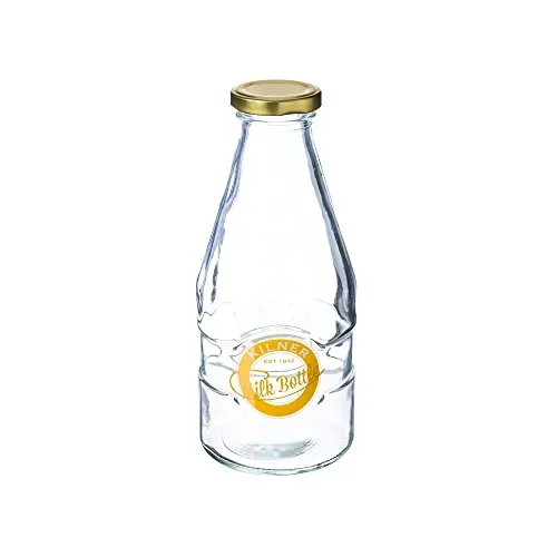 KILNER Milchflasche mit Drehverschluss | 0,57 L| Lagerung von hausgemachten Shakes, Vanillesauce oder Erdbeermilch | auslaufsichere Flasche zum Befüllen aus Glas | Glasflaschen zum Befüllen