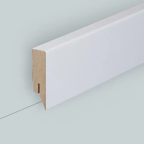 Sockelleiste weiß 58 mm MDF lackiert RAL 9010 Fussleiste Laminat Modern