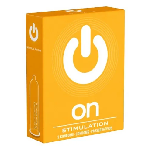 ON Condoms Kondome Stimulation Packung mit, 3 St., feuchtgenoppte Kondome mit viel Gleitcreme