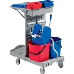 EVO-Products Reinigungswagen Poly II 970 x 680 x 1110 2 x 15l - Reinigungswagen & -geräte, robuster und vielseitiger Wagen mit zwei großen 15l Behältern für effiziente Reinigung in gewerblichen Bereichen.