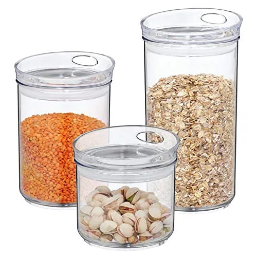 MamboCat 3er Set Vorratsdose Jule rund aus Kunststoff I Aufbewahrungsbox stapelbar inkl. Dichtring und Deckel 500ml 800ml 1,2L I luftdichte Frischhaltedose für Müsli Gewürze Süßigkeiten