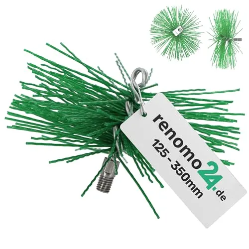 Renomo24 1x Schornsteinbesen aus Kunststoff für Edelstahlkamine, Edelstahlrohre und glasierte Schornsteine, Kaminbesen für Edelstahl mit M12 Gewinde / 350mm