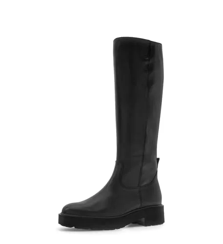 Gabor Glattleder Stiefel schwarz 40,5 EU (7 UK) - Stiefel aus hochwertigem Glattleder mit 5 cm Blockabsatz, ideal für stilvolle Freizeitlooks und perfekten Tragekomfort.