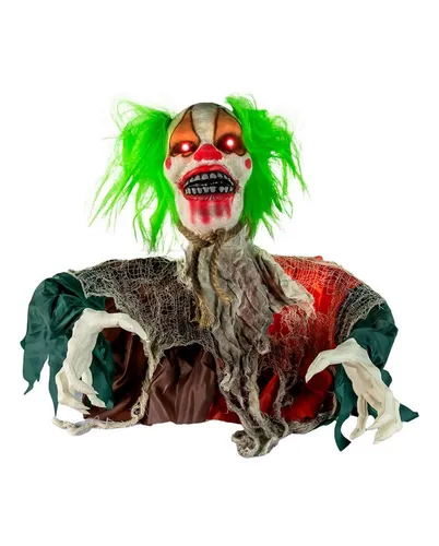 Horror-Shop Dekoobjekt Horrorclown Groundbreaker Animatronic - Furchterregender Horrorclown Groundbreaker Animatronic mit Licht, Sound & Bewegung. Ideal für schaurige Halloween-Dekorationen und sorgt für unvergessliche Grusel-Momente!