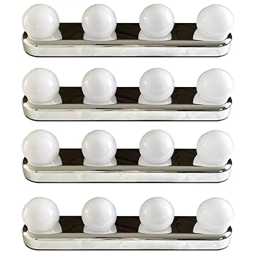 HAC24 4er Set LED Spiegelleuchte mit Saugnäpfe Batteriebetrieben Schminklicht Spiegel Kosmetik Make Up Leuchte Lampe Spiegellampe