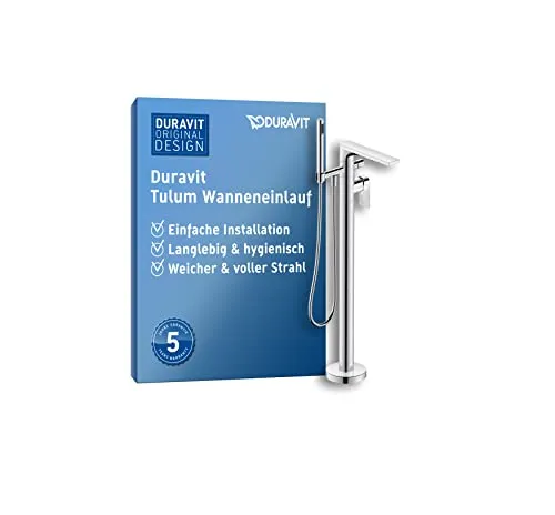 Duravit Tulum Wannenarmatur bodenstehend für 2 Verbraucher - Elegante Armatur mit Keramikmischsystem und Umstellventil, sorgt für kraftvollen Regenstrahl und senkt Wasser- und Energiekosten. Inklusive Handbrause und 5 Jahre Garantie.