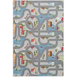 Snapstyle Kinder Teppich, Grau, Rechteckig, 80x160 cm - Farbenfroher Kinder Teppich mit Straßen-Design für kreativen Spielspaß. Hochwertige, strapazierfähige Materialien sorgen für Langlebigkeit und einfache Pflege. Ideal für das Kinderzimmer!