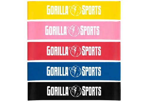 GORILLA SPORTS Trainingsband Widerstandsbänder - 5 Verschiedene Stärke, rutschfest, Latex, Farbwahl