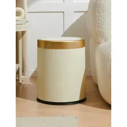 Kitchen Move Abfalleimer aus Kunststoff, 8 l, Weiß und Gold - Küchenabfalleimer mit elegantem Design in Weiß und Gold, ideal für modernes Wohnen. Der 8-Liter Mülleimer überzeugt durch seine kompakte Bauweise und hygienische Bedienung dank Push-Mechanismus.