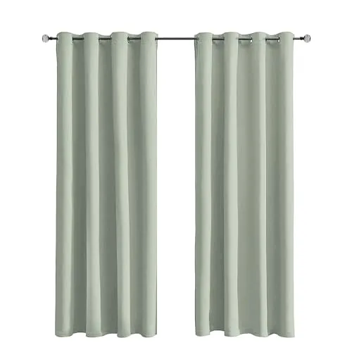Tenger Home Gardinenschals Verdunkelungsvorhang Gardinen Blickdicht Vorhang Schlafzimmer mit Ösen, 2 Stück (Salbei-grün, 100 x 120 cm)
