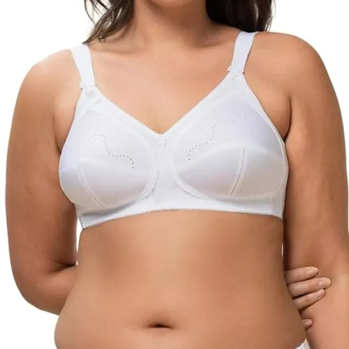 Triumph BH Doreen + Cotton N Weiß E 80 Damen - Funktionsunterwäsche: Bügelloser Soft-BH von Triumph, ideal für Komfort und größere Oberweiten mit elegantem V-Ausschnitt und weichen, gefütterten Nähten.