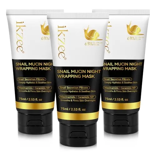 P-Beauty 3x Gesichtsmaske Nachtmaske Gesicht mit Snail Mucin & Kollagen - Night Wrapping Mask, Feuchtigkeit & Regeneration über Nacht, glattere Haut, Anti-Aging Pflege, Skincare Maske (3x75 ml)
