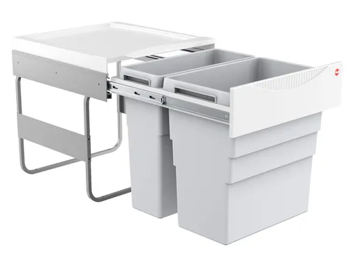 Hailo Abfallsammler Easy Cargo 3668-50 - Küchenabfalleimer mit 30 und 19 Litern für effiziente Mülltrennung, einfache Montage und Teleskopschienen für vollen Auszug – ideal für moderne Küchen.