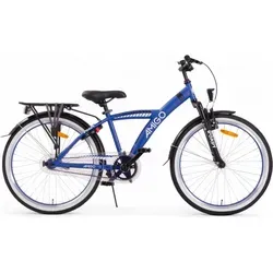 AMIGO Kinderfahrrad Roady 24 Zoll für Jungen - Blau - Robustes Kinderfahrrad mit 3-teiliger Kurbel für geschmeidige Tretbewegungen, Rücktrittbremse und V-Brake für sicheres Bremsen. Ideal für Jungen zwischen 8 und 12 Jahren.