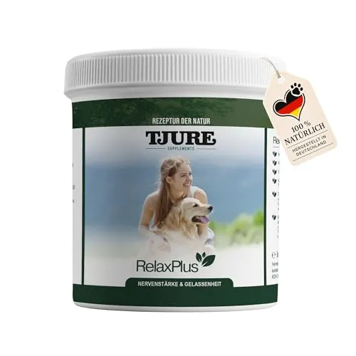 TJURE Relax Plus Pulver für Hunde 500 g – Ergänzungsfuttermittel mit B-Vitaminen, Magnesium & L-Tryptophan – zur Unterstützung in besonderen Alltagssituationen – Ohne künstliche Zusatzstoffe