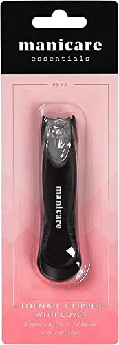 Manicare Fußnagelknipser mit Hülle, Edelstahl, für präzises Kürzen von Zehennägeln, professionelle Klinge, fängt Nagelreste, Fußpflege, perfekt für Maniküre und Pediküre zu Hause oder im Salon
