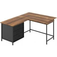 Produktbild Costway L-förmiger Schreibtisch mit Steckdose Rustikales Braun