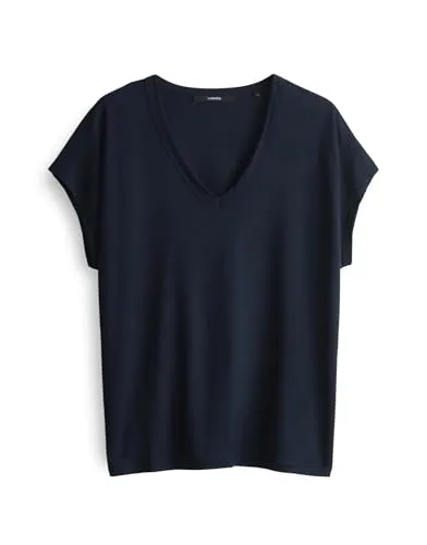 someday Damen Kurzarmshirt KANJA V-Neck | Weiches Lyocell für höchsten Komfort - T-Shirts für Damen mit eleganter, lockerer Passform und V-Ausschnitt. Hergestellt aus hochwertigem Lyocell für ein angenehmes Tragegefühl und vielseitige Kombinationsmöglichkeiten.