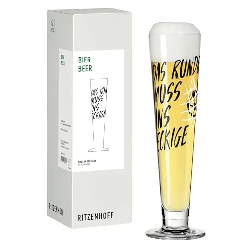 RITZENHOFF 8161003 Bier-Glas 330 ml, Serie Fußball, Nr. 3 mit Spruch, schwarz-weiß - Made in Germany